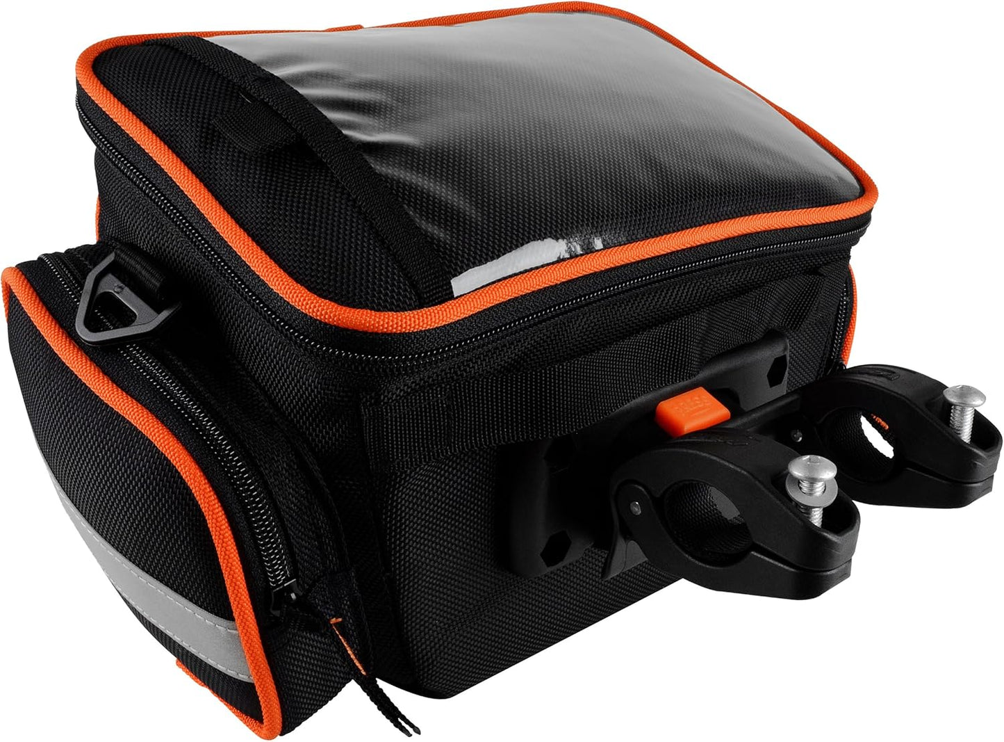 Ibera Bike Handlebar Bag - Clip-On Bikes Bag with Transparent Lid for Maps - with Shoulder Strap, Rain Cover & Reflective Trim - Water-Resistant Bike Accessories - Fits 22.2–31.8 mm Handlebars
