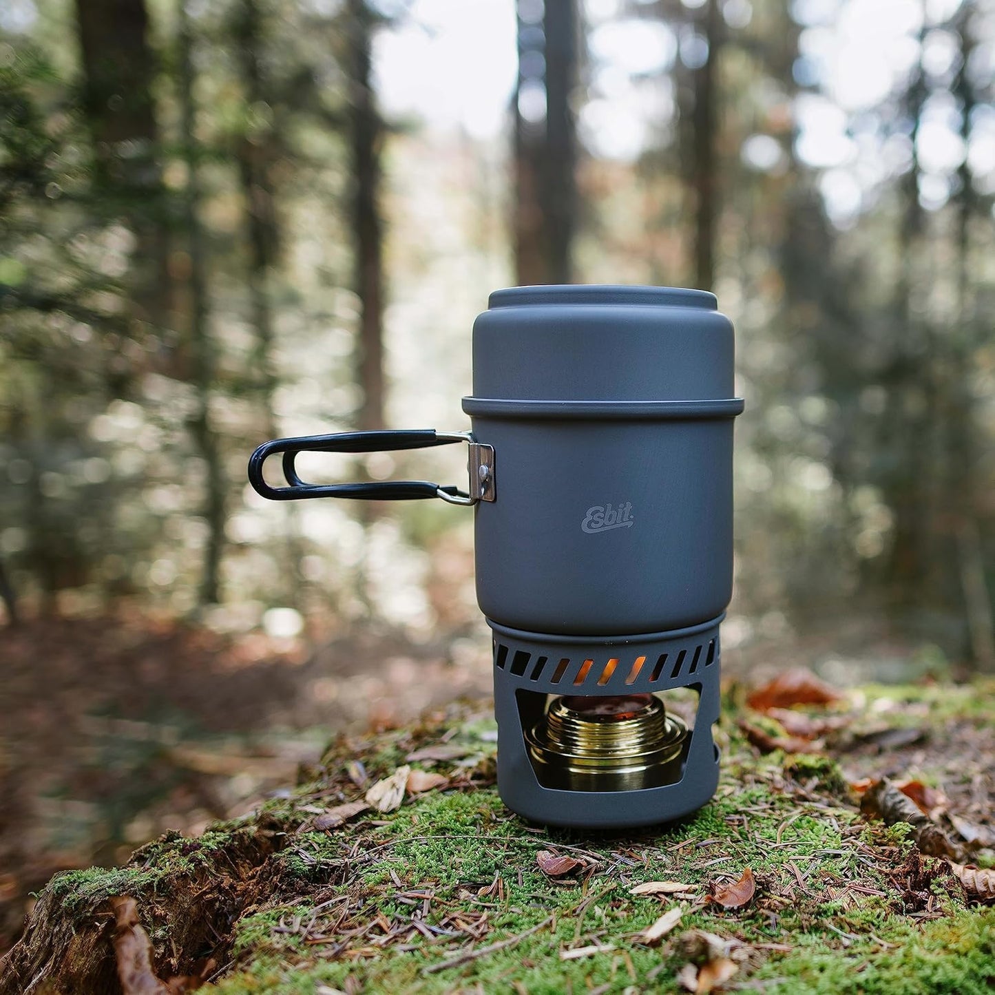 Esbit CS985HA 5-Piece Lightweight Trekking Cook Set with Brass Alcohol Burner Stove