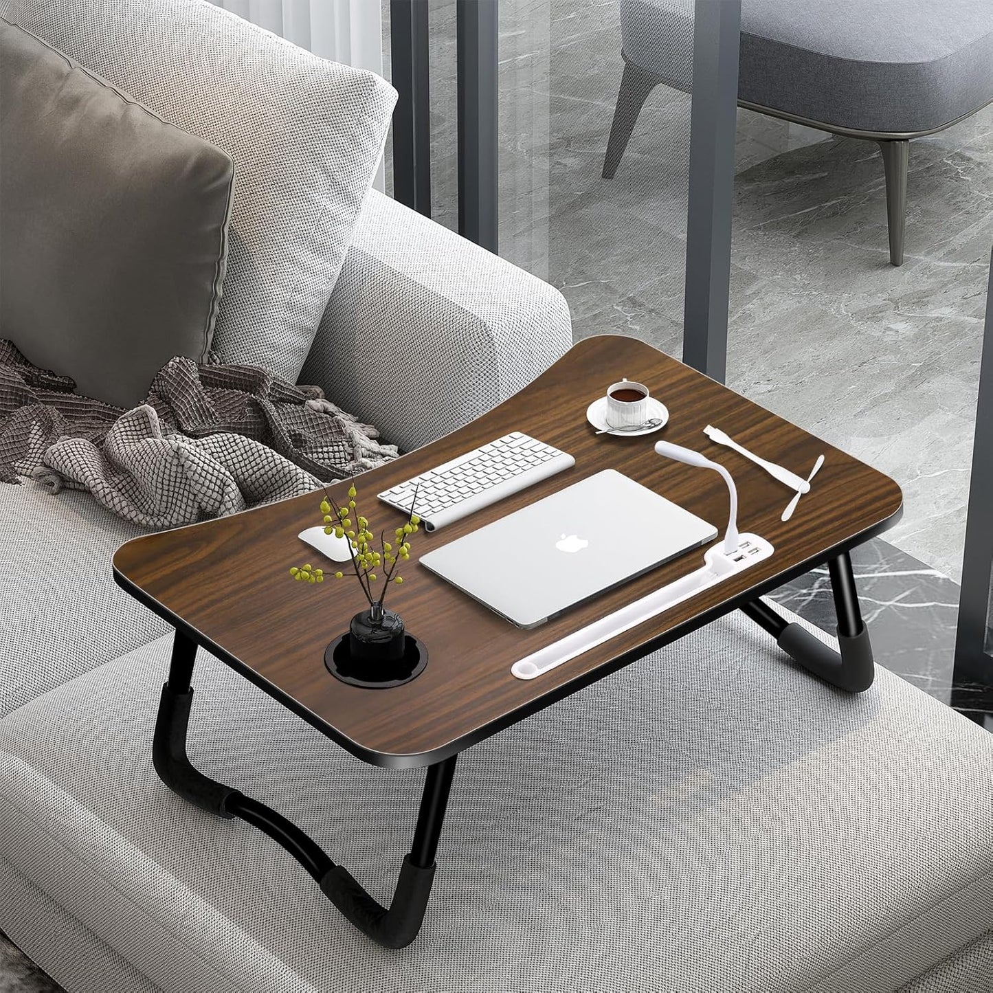 Laptop Bed Desk,Portable Foldable Laptop Lap Desk Tray Table with USB Charge Port/Cup Holder/Storage Drawer,for Bed/Couch/Sofa Working, Reading