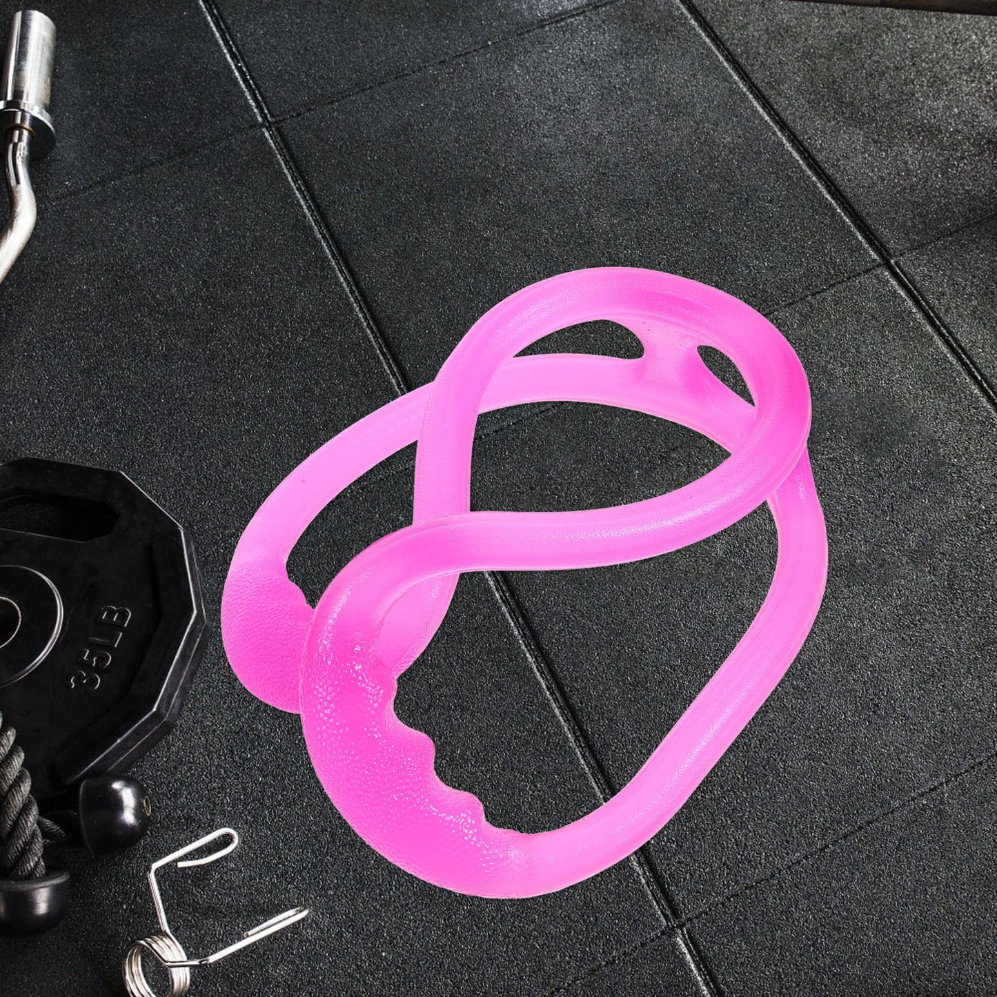 Kisangel Silicone Yoga Tension Band, Figure 8-Shaped Elastic Pull Rope, Multifunctional Resistance Bands for Fitness, Chest, Arm, Shoulder Stretch, Portable and Compact, Pink