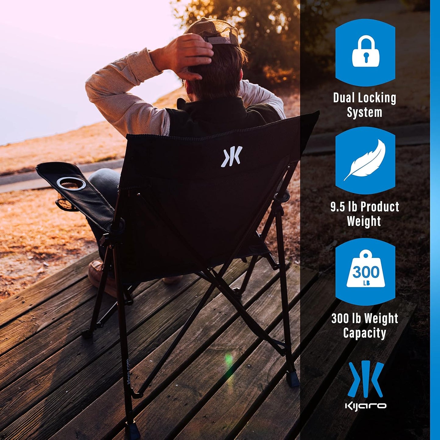 Kijaro Portable Camping Chairs - Enjoy the Outdoors with a Versatile Folding Sports Chair for Outdoor & Lawn - Dual Lock Feature Locks Position – Hallet Peak Gray