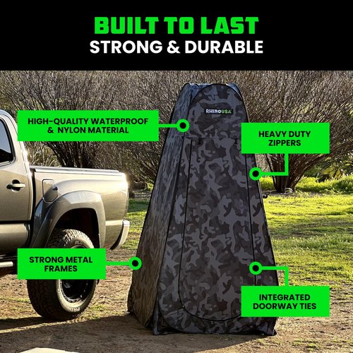Rhino USA Portable Pop Up Privacy Changing Tent - Ultimate Outdoor Camping Shower, Camp Toilet, Rain Shelter for Beach and Camping - Lightweight and Sturdy, Instant Setup While On-The-Go