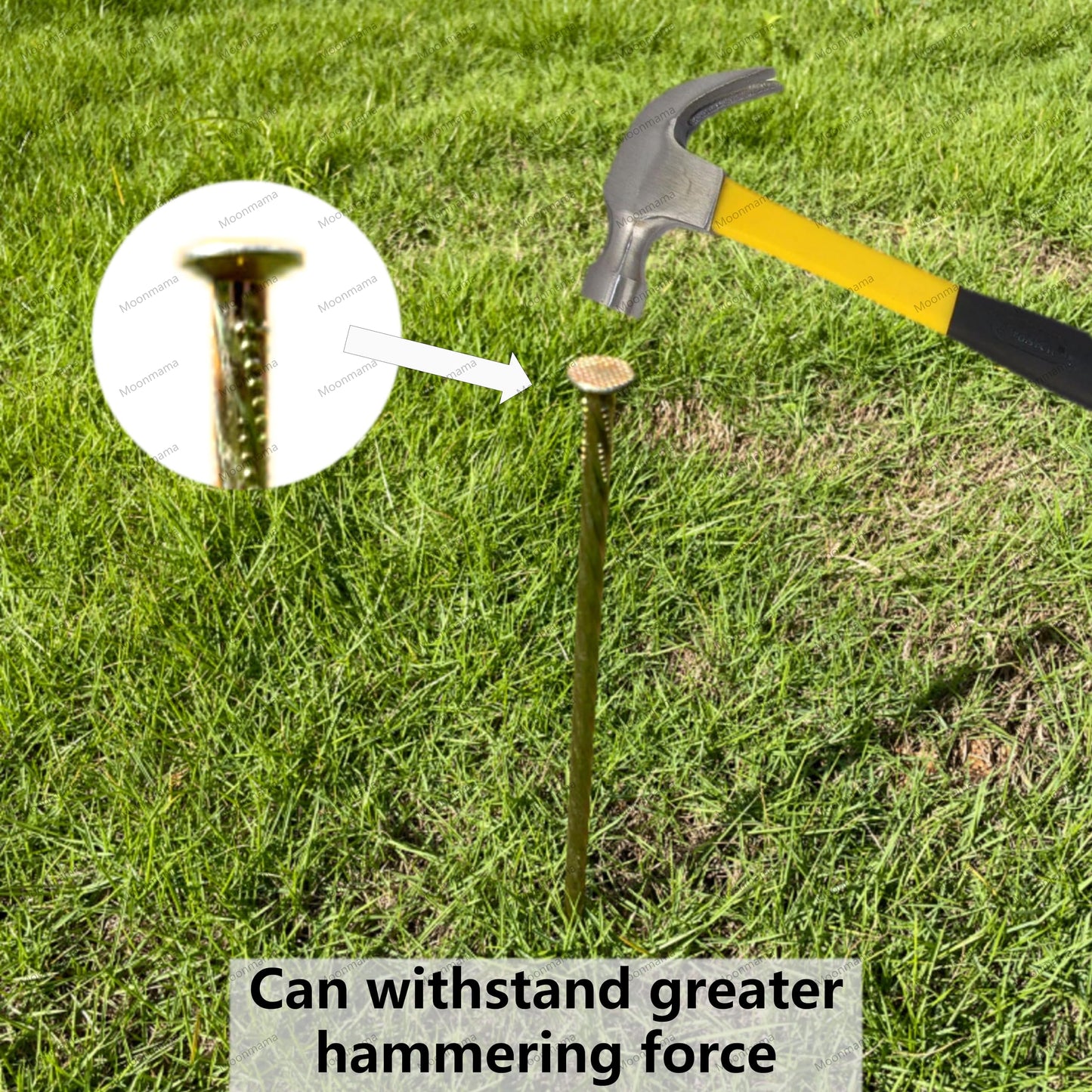 14-inch Galvanized Super Long Steel Nails for Wooden Piles Grass Floor Landscape Metal Yellow Nails Rust-Proof Extension Reinforcement Tent Camping Garden Anchor (20PCS)