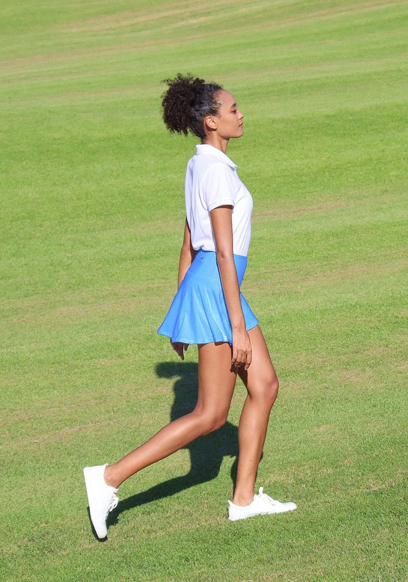 SANTINY Pleated Tennis Skirt for Women with 4 Pockets Women's High Waisted Athletic Golf Skorts Skirts for Running Casual (Light Blue_XS)