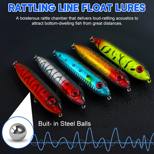 Catfish Float Rigs, Demon Dragon Style Catfish Rattling Line Float Lures Catfishing Spook Rattle with Circle Hooks 8/0 for Santee Cooper Rig Catfishing Tackle