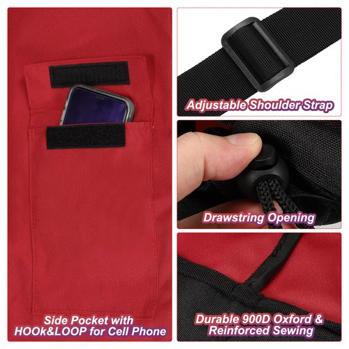 PATIKIL 47 Inch Camp Chair Replacement Bag, Foldable Camping Chair Bag 900D Oxford Large Mouth Carry Bag with Adjustable Shoulder Strap & Side Pocket for Outdoor Camping, Red