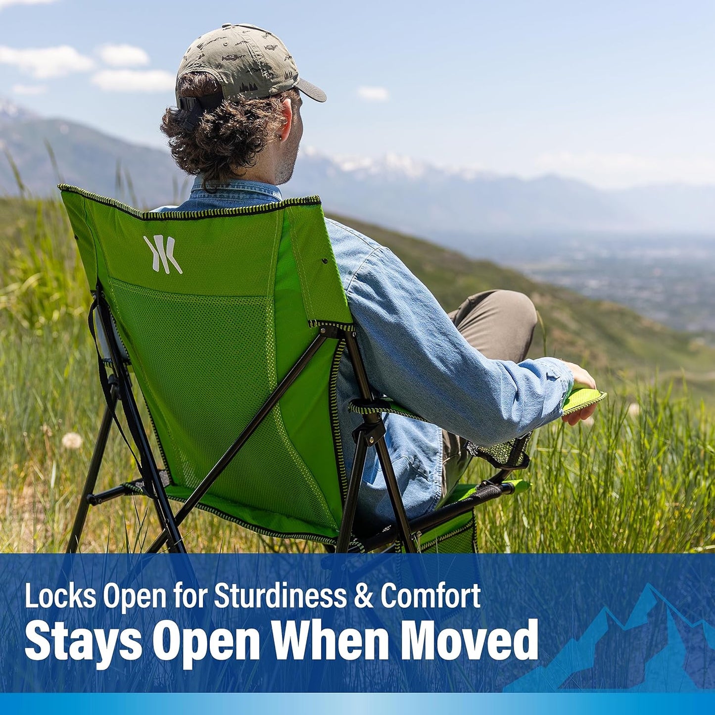 Kijaro Enjoy Versatile Folding Sports, Outdoor Chair & Lawn Chair, Dual Lock Feature, Maldives Blue (Hard Arm)