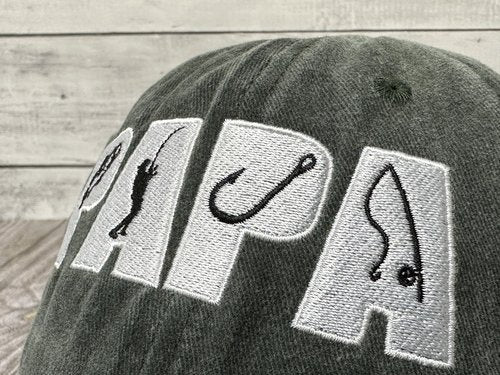 Shenbors Papa Fishing Hat for Men, Gifts for Daddy Grandpa, Army Green Embroidered Dad Hat Baseball Cap, Adjustable Snapback Hat