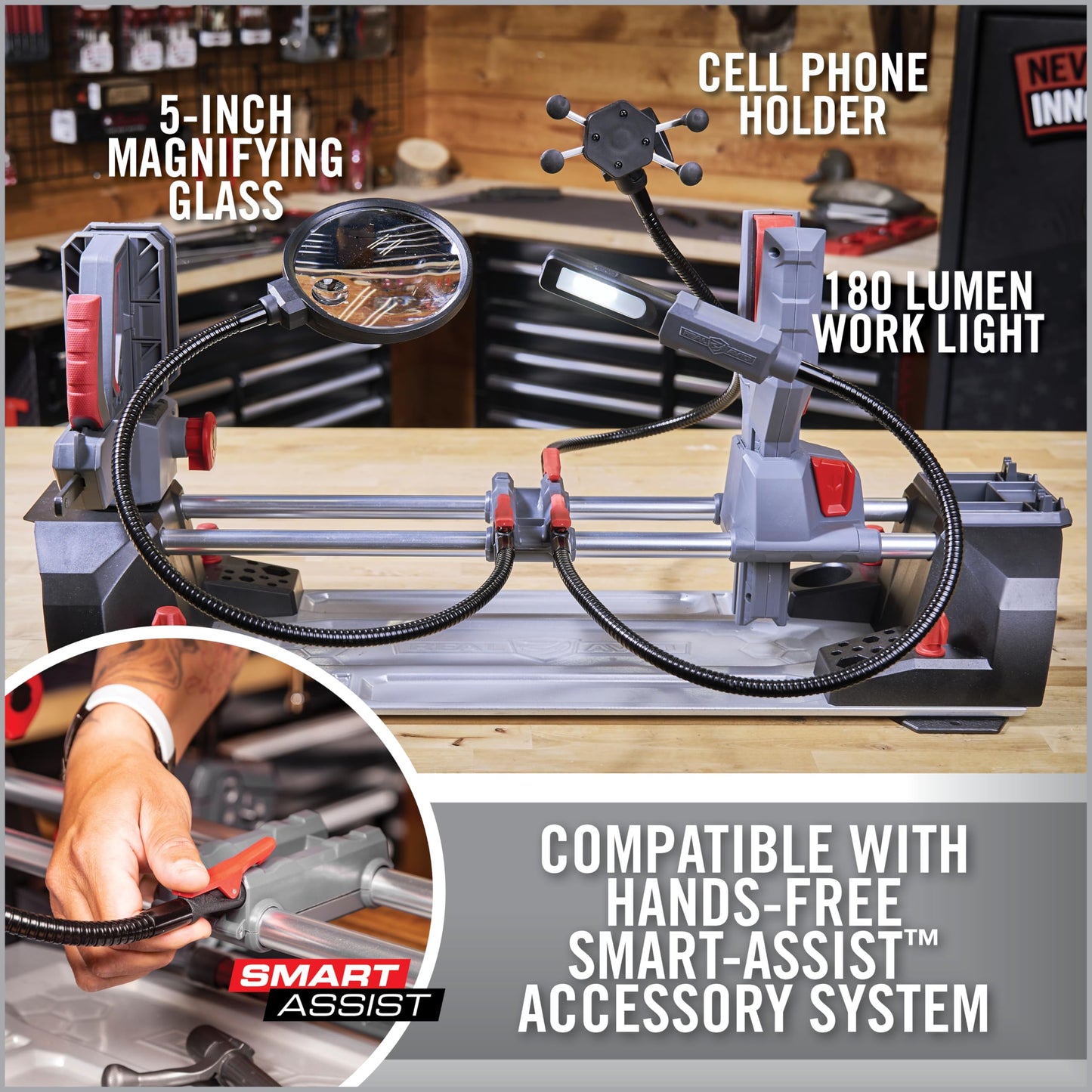 Real Avid Master Gun Workstation Up to 18.3" Of Travel One-Hand Quick Adjustable Clamping, Non-Marring Form-Fitting Yokes Vise Ideal For Gun Cleaning & Maintenance w/ Leveling Knob for Scope Mount