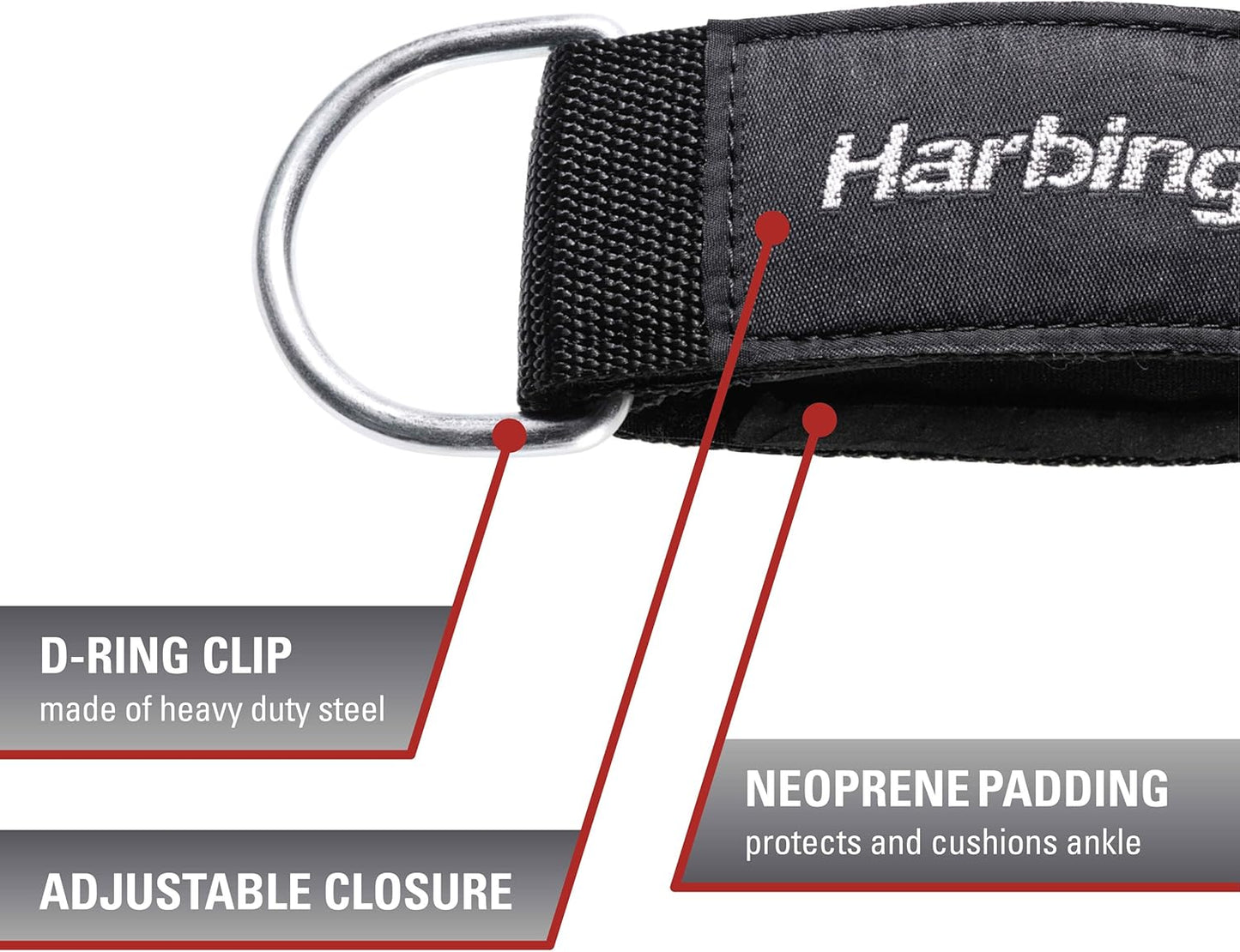 Harbinger Ankle Cuff: Premium Adjustable Support for Strength Training, Cable Machines, and Resistance Workouts – Enhance Comfort and Performance