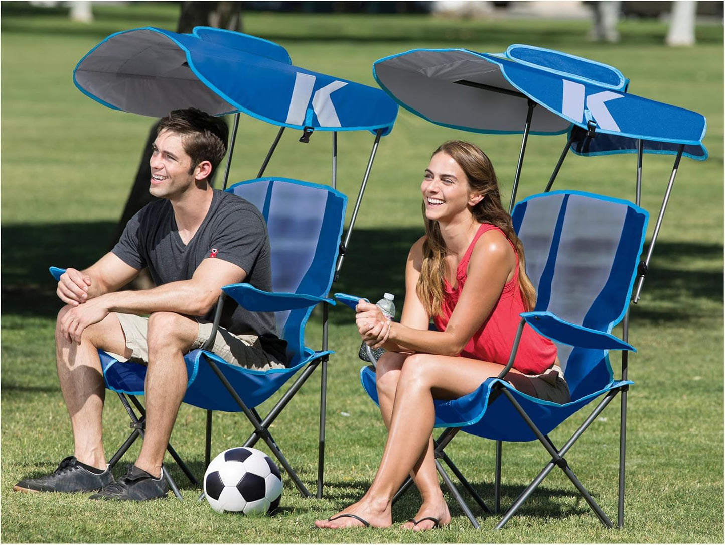 Kelsyus Original Foldable Canopy Chair for Camping, Tailgates, and Outdoor Events, Grey/Red