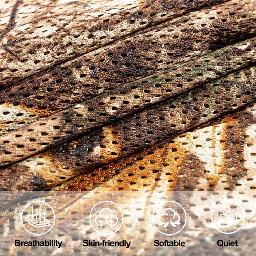 Senmortar Camo Netting, Camo Burlap 75D Camouflage Netting Quiet Mesh Fabric for Hunting Blinds Sunshade Camping Concealment Shooting Military Tree Stands 5x6.5ft