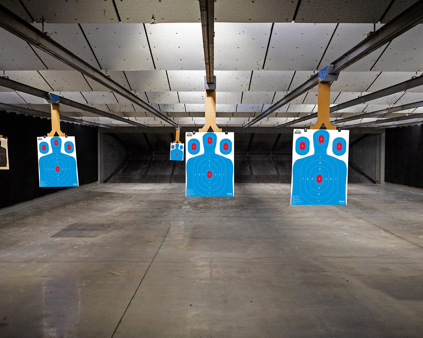 Ascentor Silhouette Shooting Target - Large Size 18 x 24 - Multiple Aiming Zones - Blue - Pack of 50