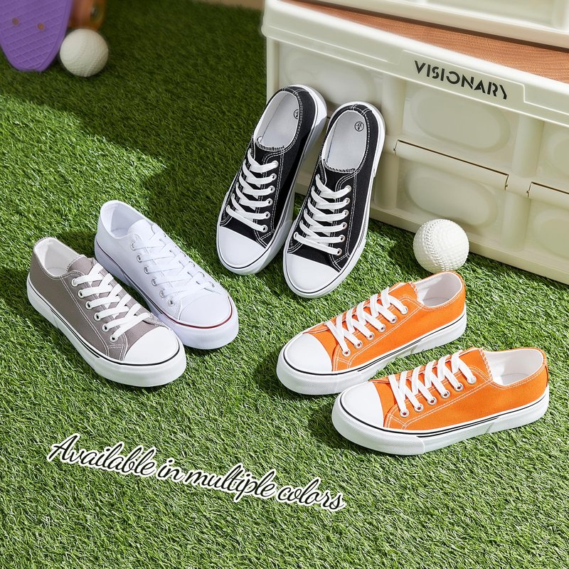 Adokoo Canvas Tennis Shoes for Women Low Top Casual White Black Sneakers for Women Lace Up Fashion Comfortable Walking Shoes (Black,8)
