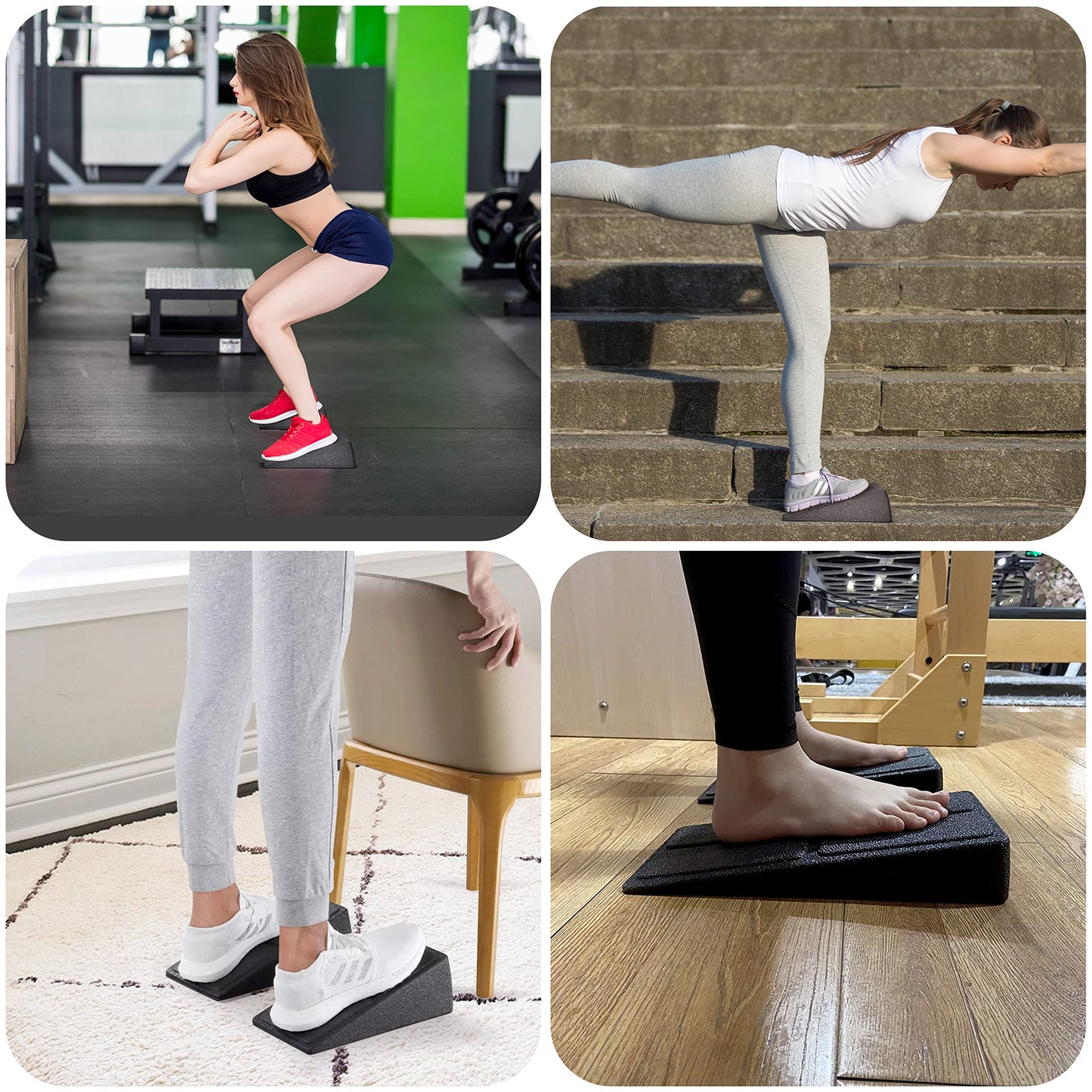 DNC Essentials Squat Wedge 3-Piece Set - Sturdy Squat Wedges with Carry Bag and Band - Multipurpose Squat Wedge Block 3-Pack - Calf Raise Workout Slant Board for Heel Elevated Squats, Yoga – Black