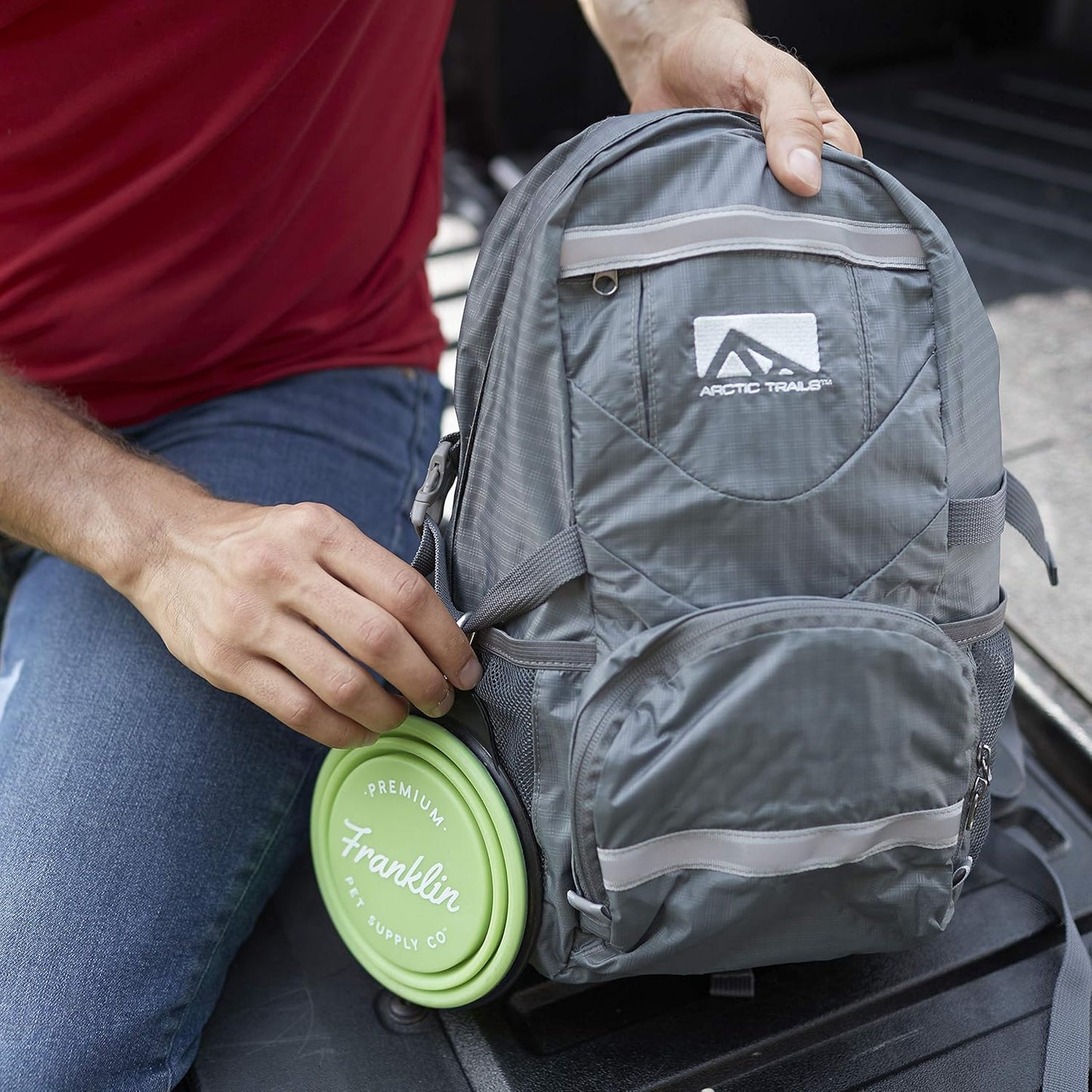 Franklin Sports Arctic Trails Lightweight Packable Durable Travel Hiking Backpack Daypack Outdoor Compact Foldable Design