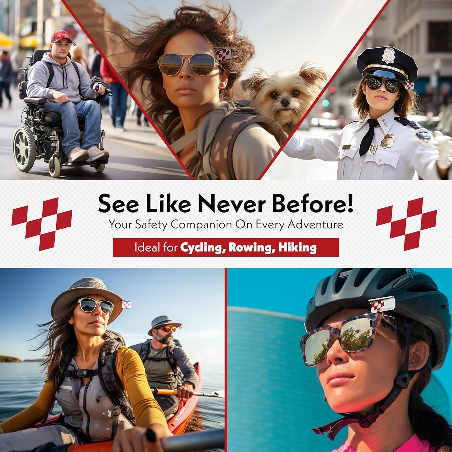Take A Look Active Compact Activity Mirror for Sunglasses or Bike Helmet Visors Rear View Mirror for Cycling and Other Outdoor Activities
