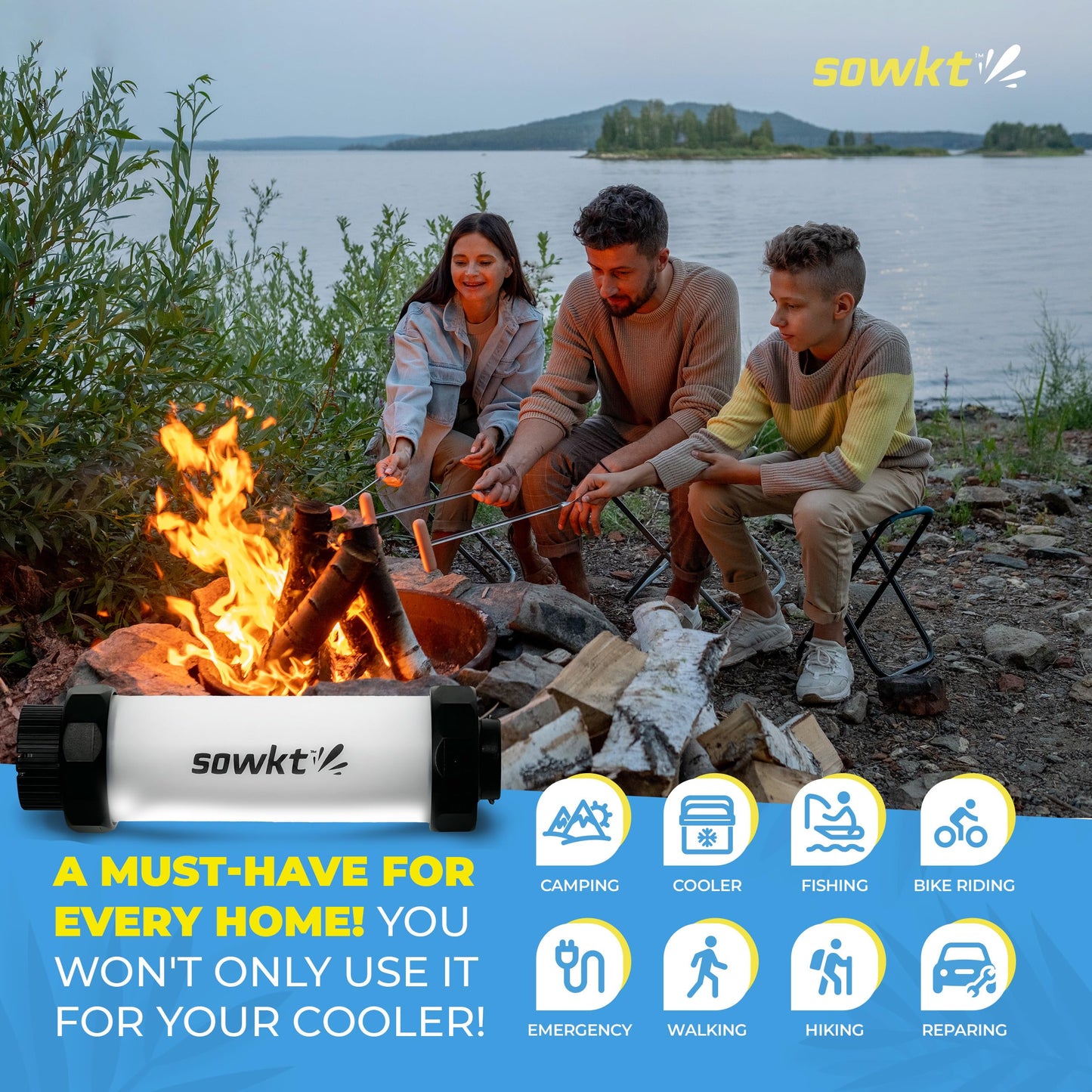 SOWKT Waterproof Cooler Light - 55 Hours of Light on One Charge - Rechargeable LED Light - Cooler Accessories Compatible with YETI, RTIC, ORCA, and more! Great for Camping, Fishing, Parties & Hunting!