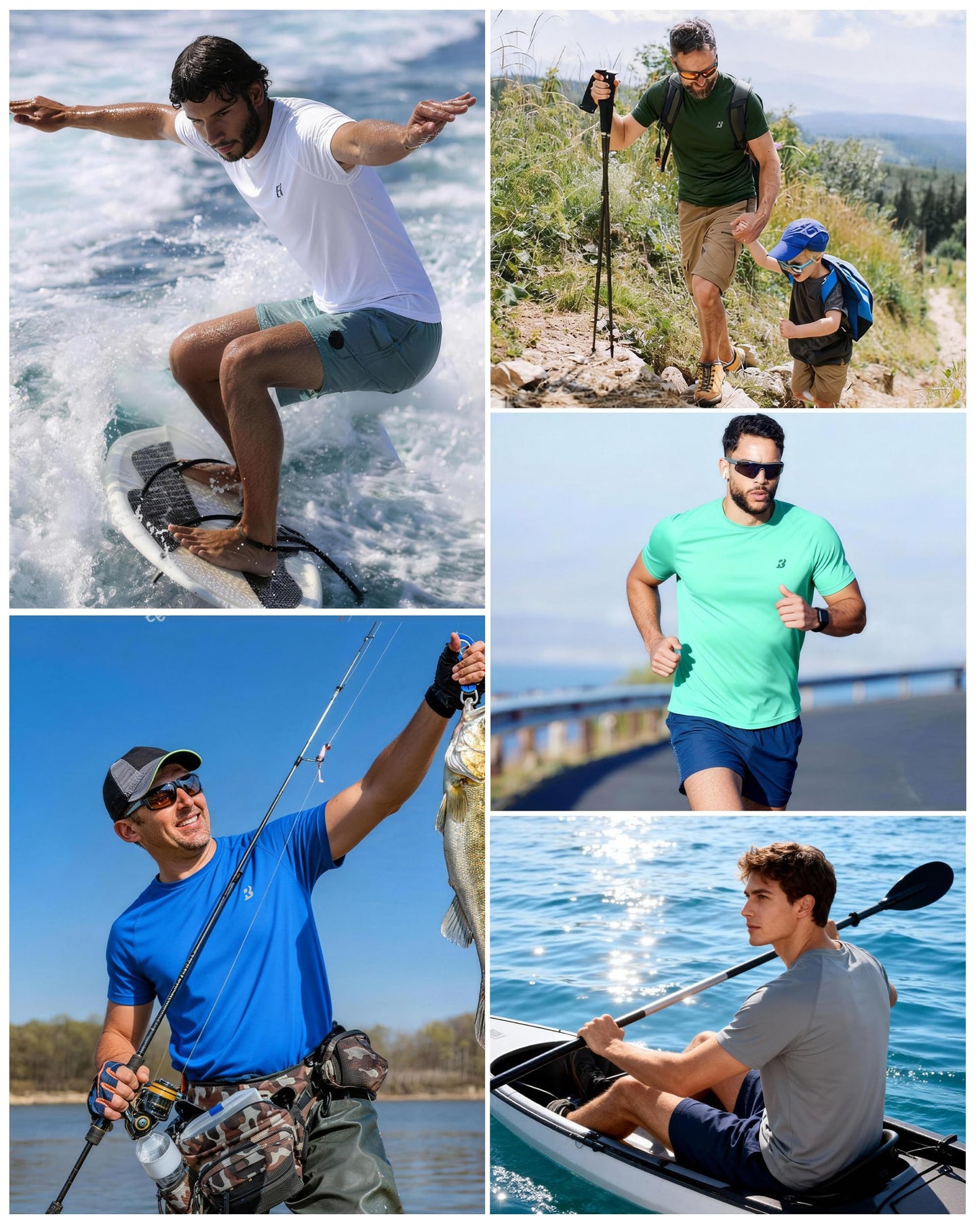 Roadbox Men's Rash Guard Short Sleeve, UPF 50+ UV Sun Protection Swim Shirts, Quick Dry Lightweight Water Surf Beach T-Shirt Black