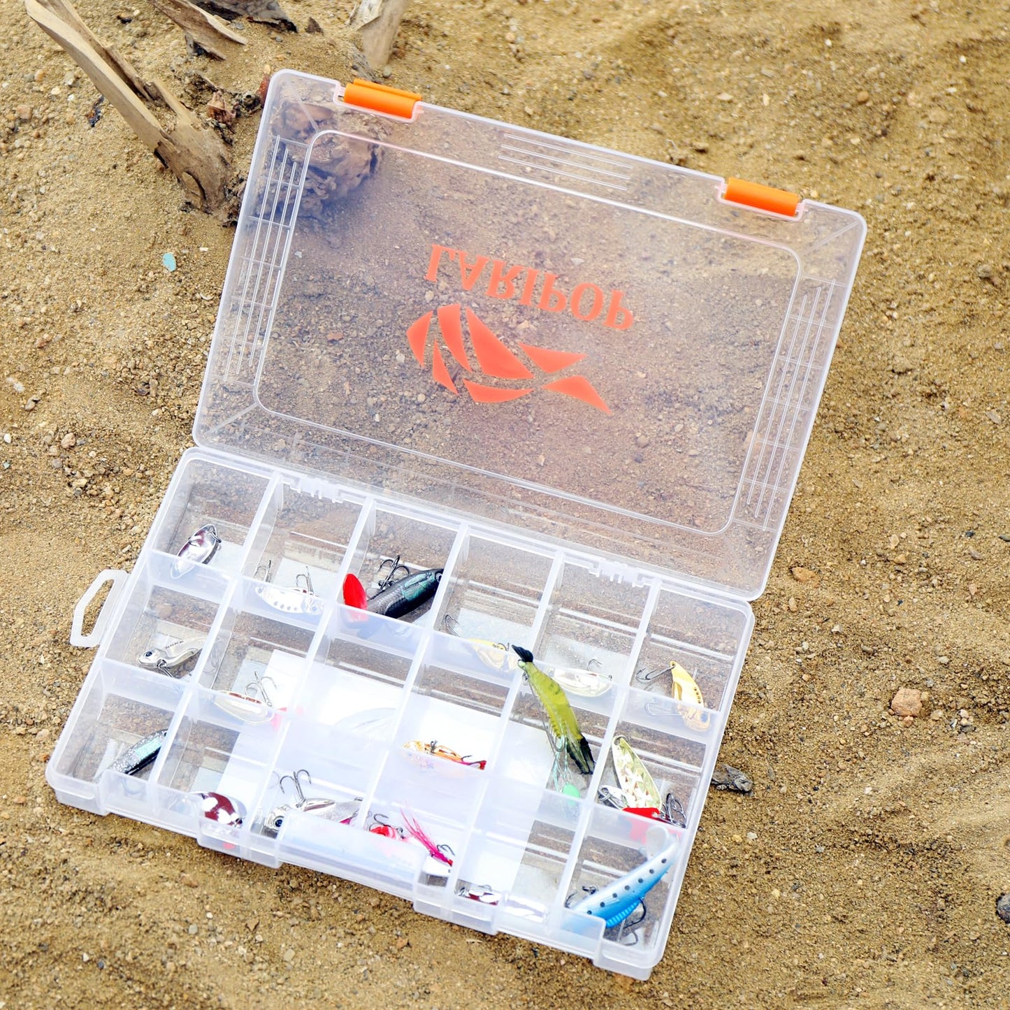 LARIPOP Fishing Tackle Box Set with Adjustable Dividers, Transparent Organizer Tray, Plastic Tool Box, Bait Separator -Angler's equipment lure box - 4 Packs Tackle Trays - Parts Box