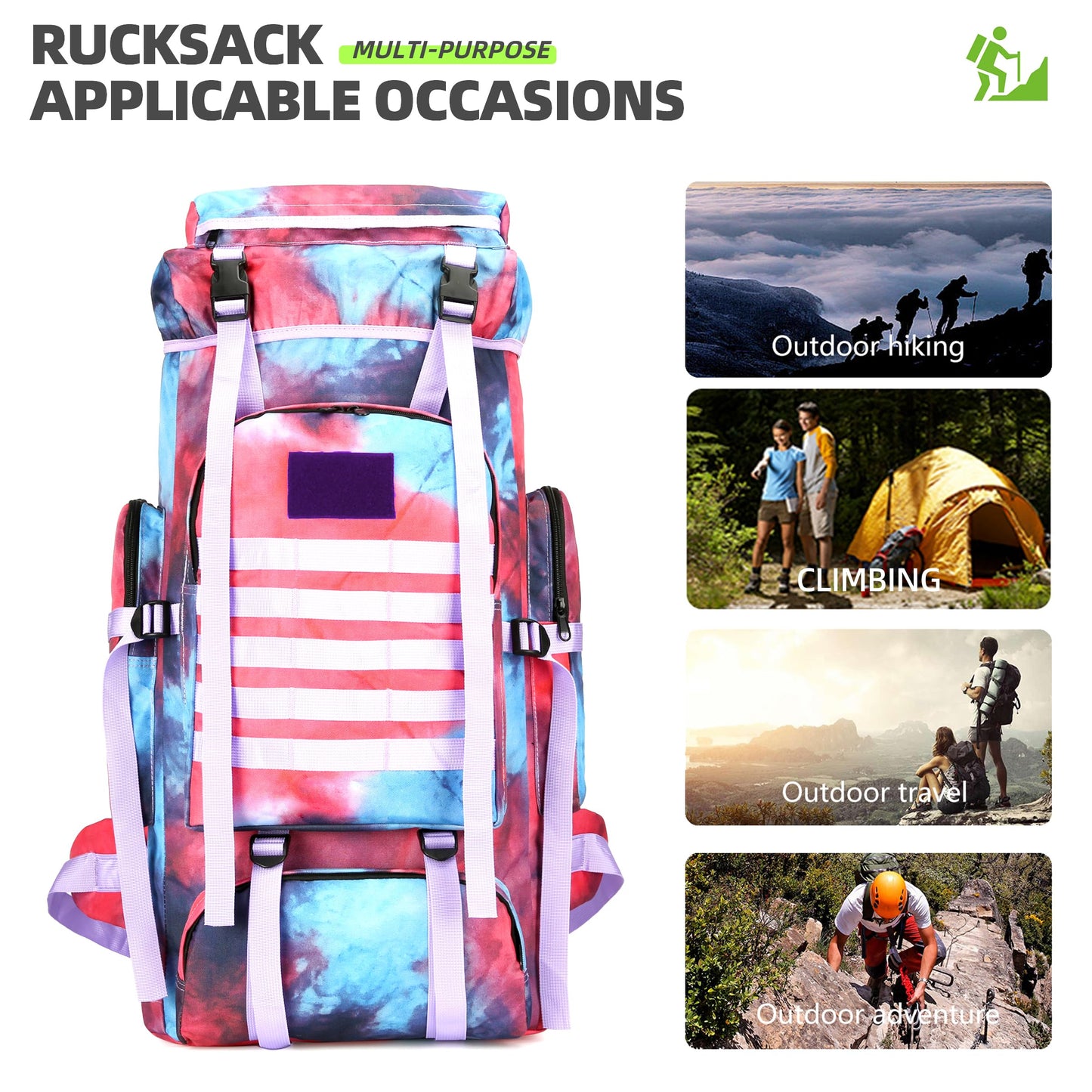 King'sGuard Military Tactical Backpack 70L Trekking Backpack Men Assault Pack Tactical Pack Rucksack For Camping Hiking Outdoor Sports Travel (Nebula Camo)