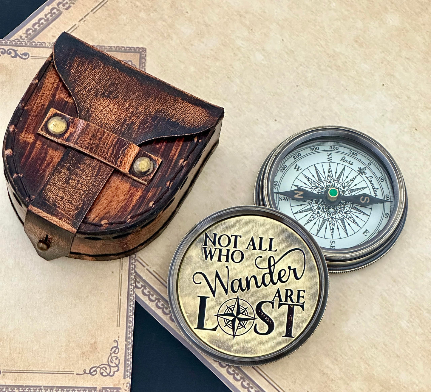 Unique Engraved Compass - NOT All Who Wander Are Lost - Men's Graduation Gift for Him, Dad, Husband