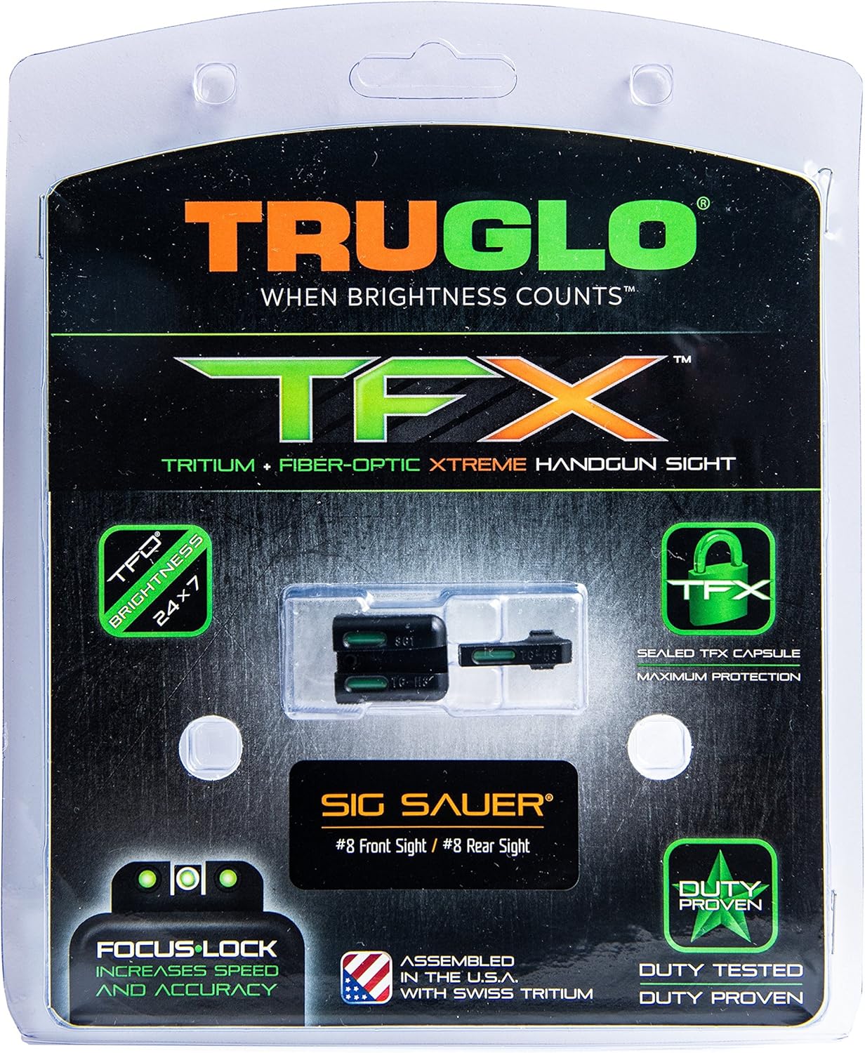 TRUGLO TFX Handgun Sight | Durable Shock-Resistant Compact Brightly Glowing Tritium & Fiber-Optic Xtreme Day/Night Sight for Handguns