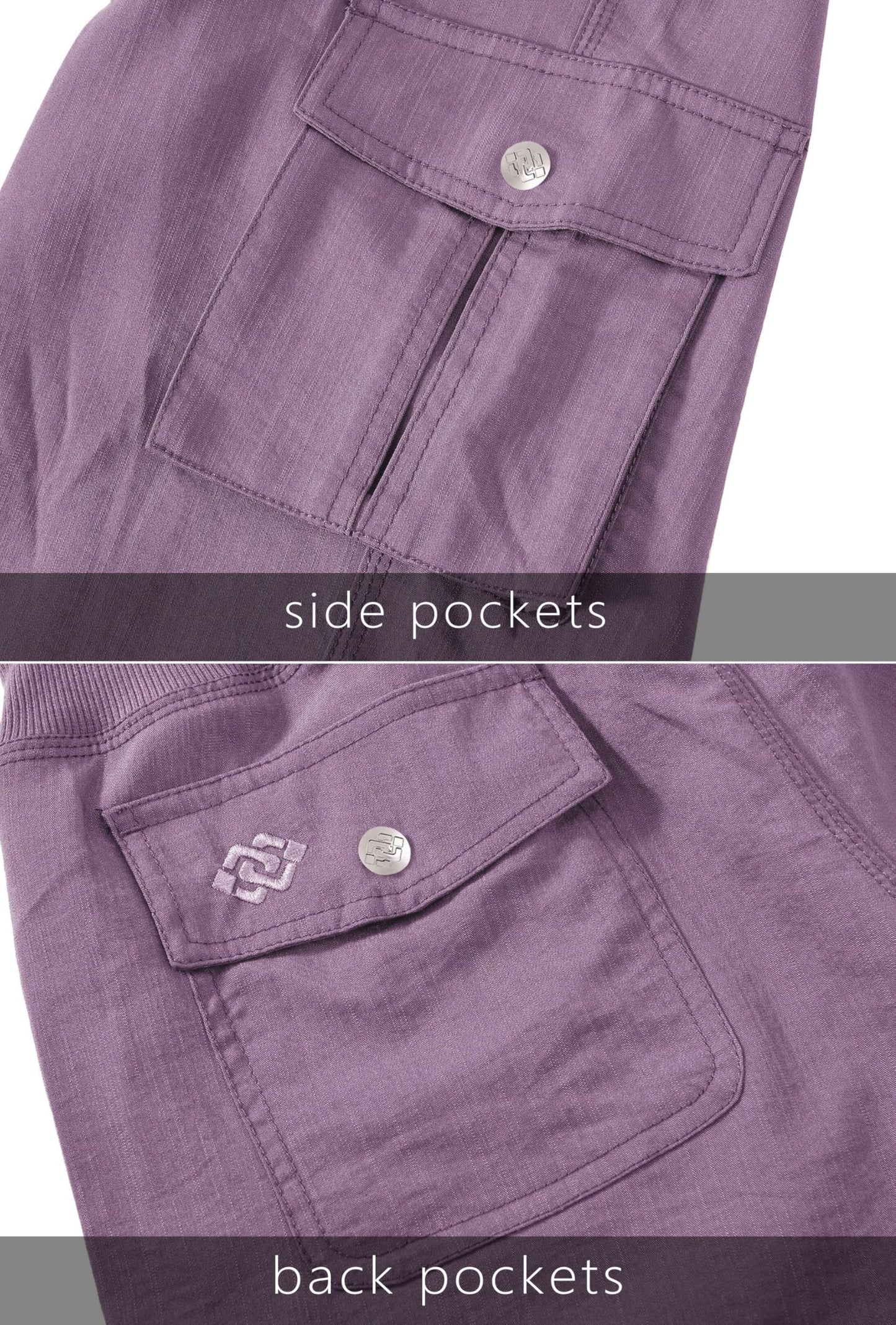 MoFiz Cargo Capri Pants for Women Lightweight Quick Dry Summer Capris for Hiking Travel Casual Pink Purple XL