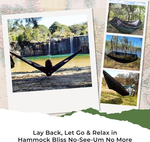 Hammock with Mosquito Net - Fully Reversible Bug Free Hammock Tent, Extra Large Sleeping Space, Bug Proof Netting & Suspension - Change The Way You Camp with Hammock Bliss Quality - No-See-Um No More