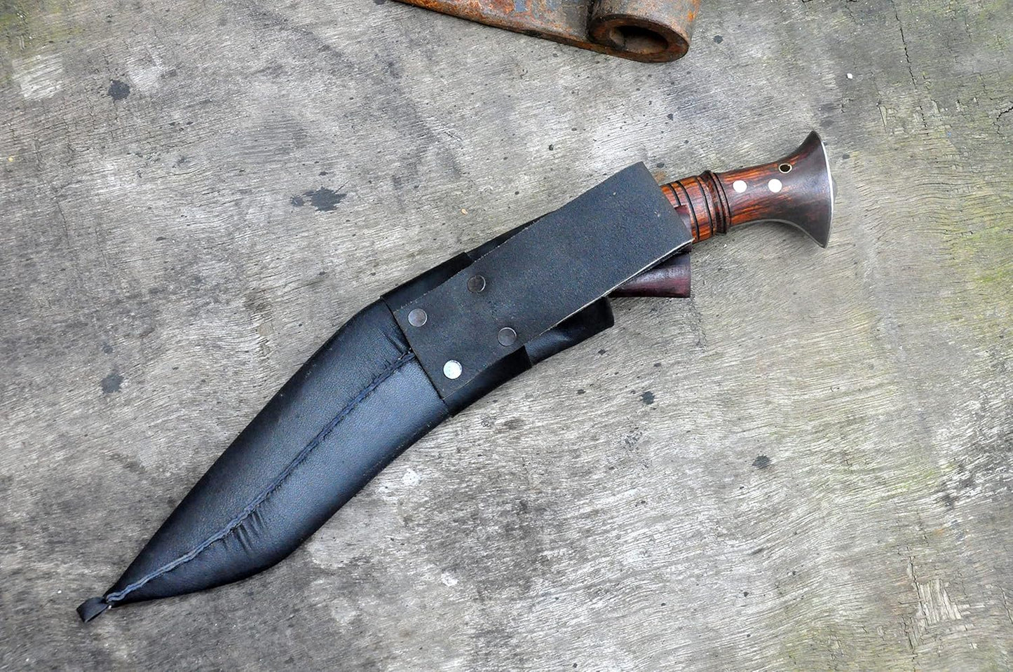 Authentic Farmer Kukri-khukuri Knife -10" Handcrafted Carbon Steel Blade, Full Tang Handle, Buffalo Leather Scabbard - Ideal for Camping, Bushcraft, Outdoor & Survival Use-from Nepal