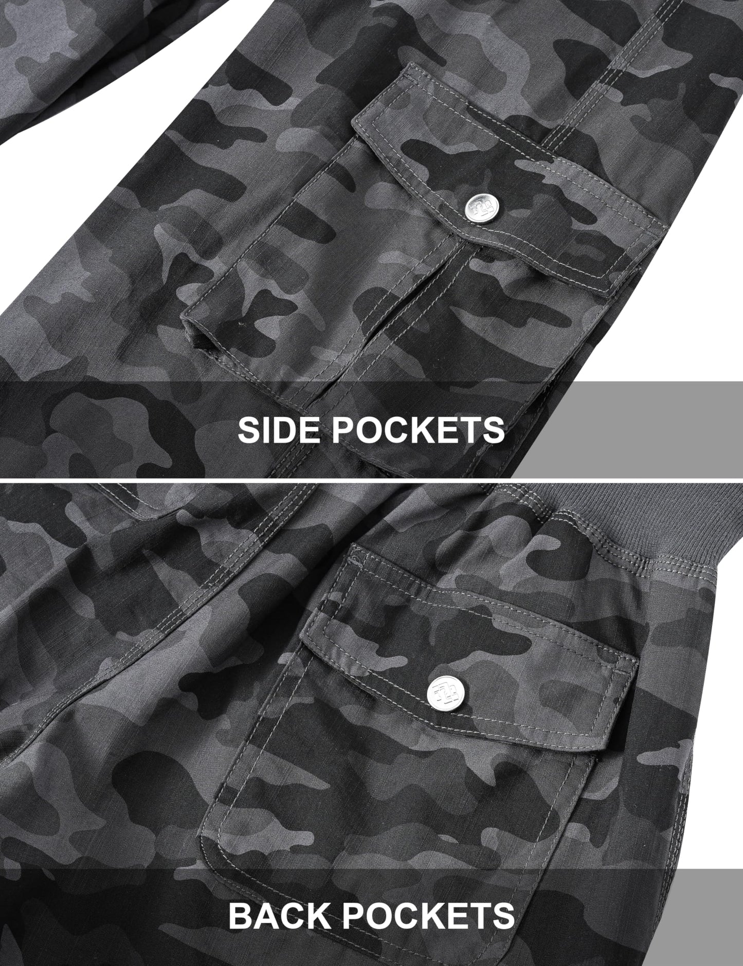 MoFiz Womens Capris with Pockets Loose Fit Casual Capri Pants Dressy Lightweight Ladies Baggy Cargo Pants for Hiking Camo Gray 2XL
