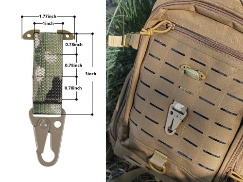 Tactical MOLLE Clip T-Mount Clash Hook, Gloves Clip for Duty Belt, Hanging Carabiner Metal MOLLE Key Holder