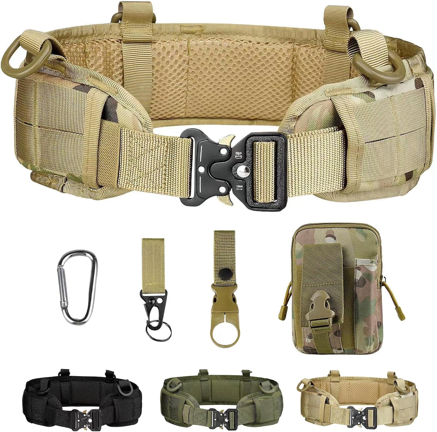Tactical Molle Battle Belt | Outdoor Hunting Belt with Pouches | Durable Design