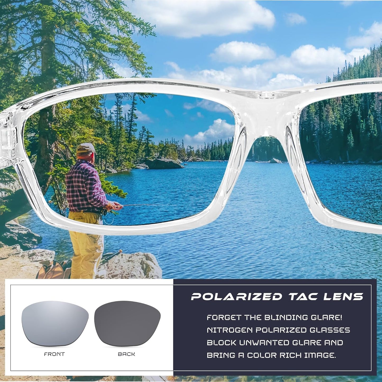 Nitrogen Polarized Wrap Around Sport Sunglasses for Men Women UV400 Driving Fishing Running Sun Glasses