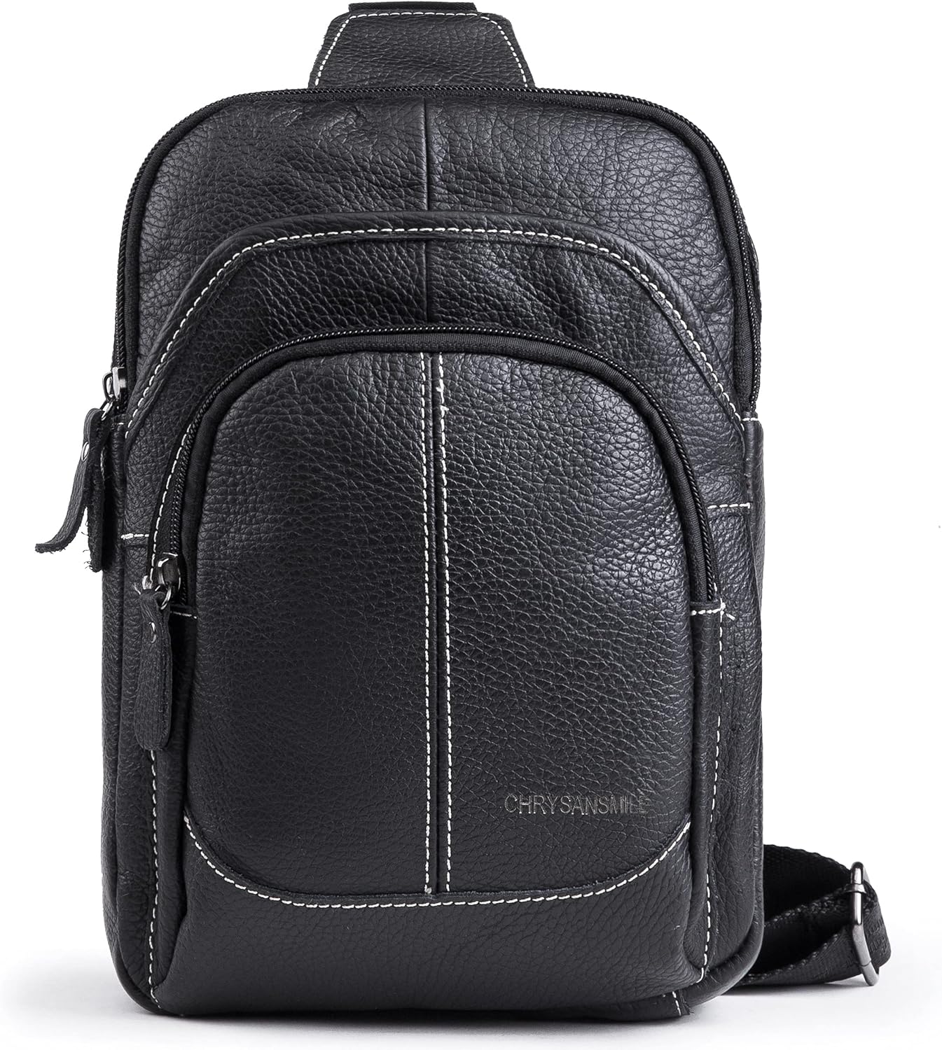 Chrysansmile Sling Bag for Men Black Crossbody Bags for Women Genuine Leather Cross Body Bag Mini Backpack for Travel Outdoor