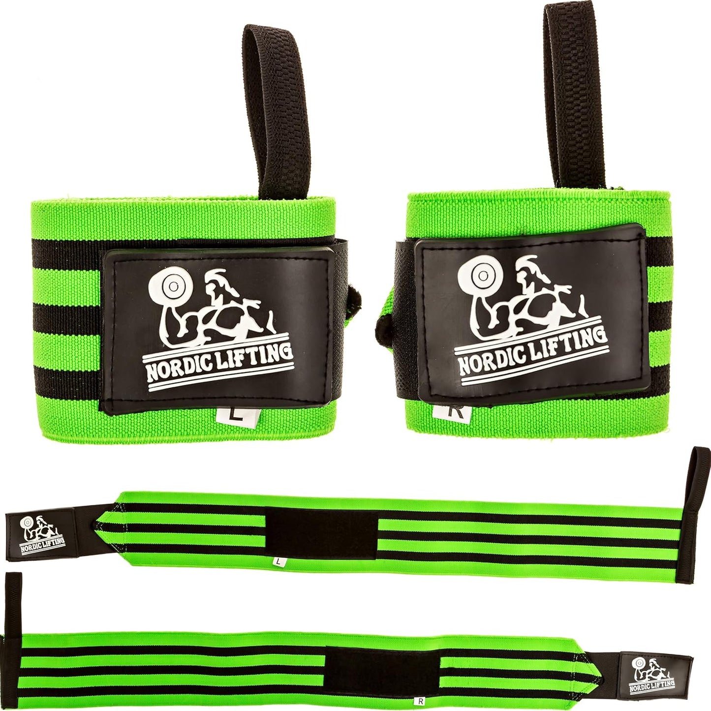 Nordic Lifting Wrist Wraps Super Heavy Duty (1 Pair/2 Wraps) 24" Support for Weight Lifting | Powerlifting | Gym | Cross Training- Weightlifting Thumb Loop - Men & Women