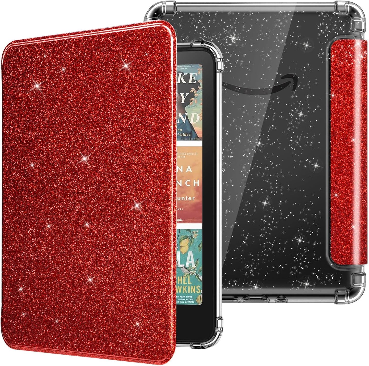 MoKo Case for All-New 7" Kindle Paperwhite 2024 12th Gen&Kindle Colorsoft Signature Edition 2024,Ultra Clear Soft Flexible Glitter TPU Back Cover Light Shell with Auto Wake/Sleep, Glitter Purple