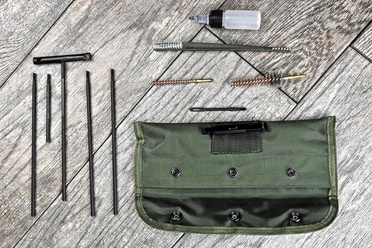 SE 10-Piece Rifle-Gun Cleaning Kit - Includes Brass Brushes, Rod Extenders, and Canvas Storage Pouch - GC16M