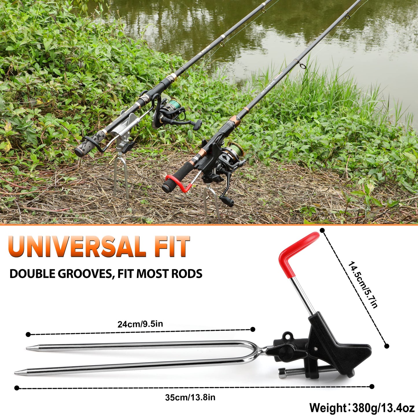 PLUSINNO Fishing Rod Holders - Bank, Beach, 360 Adjustable Fishing Pole Stand, Gift for Men
