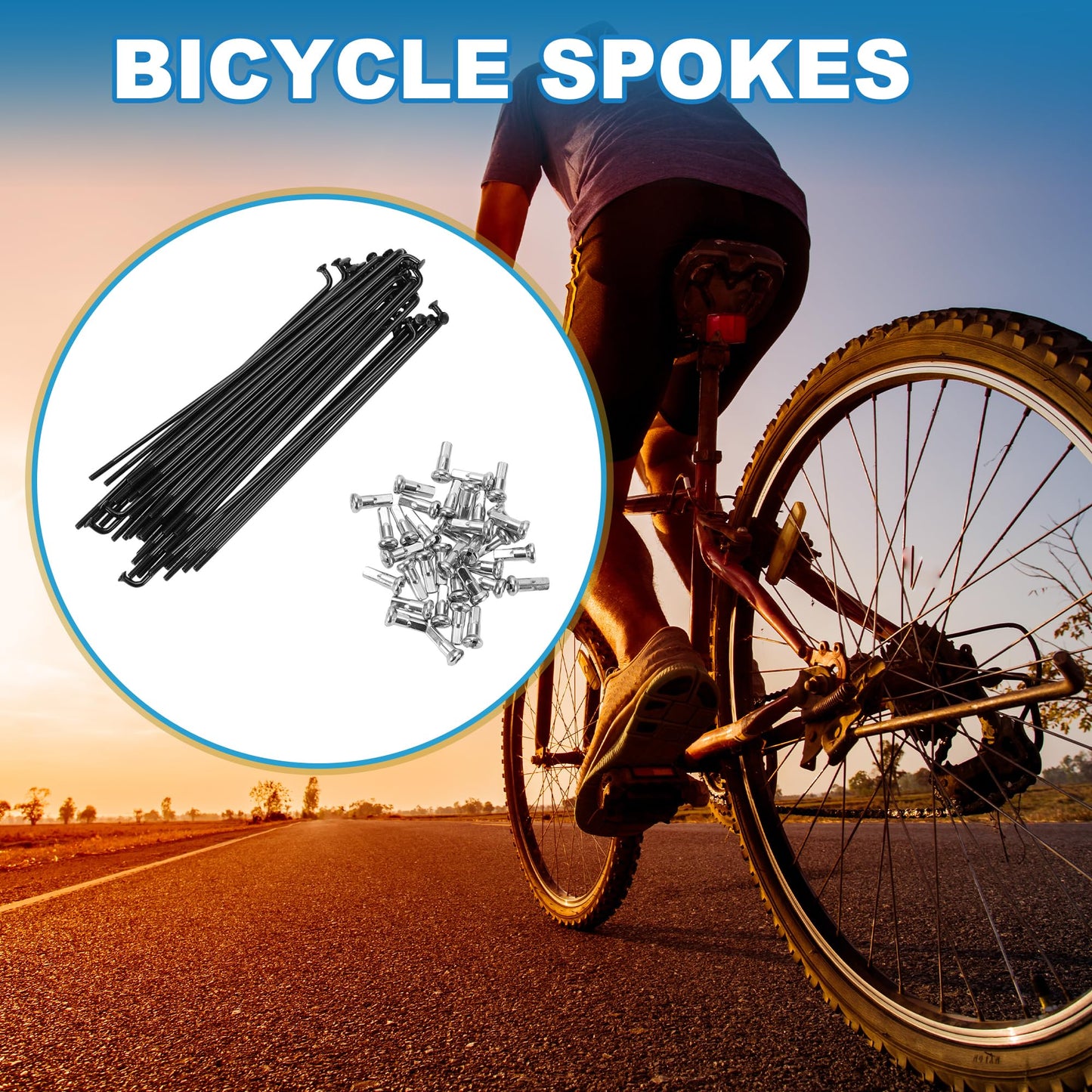 A ABSOPRO Bike Bicycle Spokes 14G 112MM Mountain Bike Spokes Steel Black 36Pcs