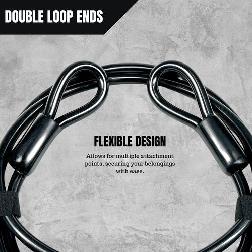 Performore Heavy-Duty Security Cable with Looped Ends 7-Foot Black Steel Cable 1/2-Inch Thick PVC-Coated Anti-Theft Locking Cord Weatherproof Design with Waterproof Storage Bag