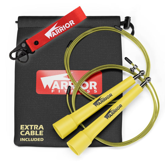 Jump Rope, High Speed, Adjustable, Premium Quality - Best for Boxing, MMA, Fitness Training, WOD & Cardio Workouts - by Warrior Fitness (Yellow)