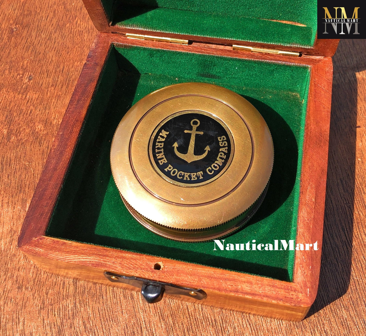 Engraved Brass Compass with Wooden Box - Famous Poet Quotes, Graduation Day & Baptism Gifts for Men & Boys