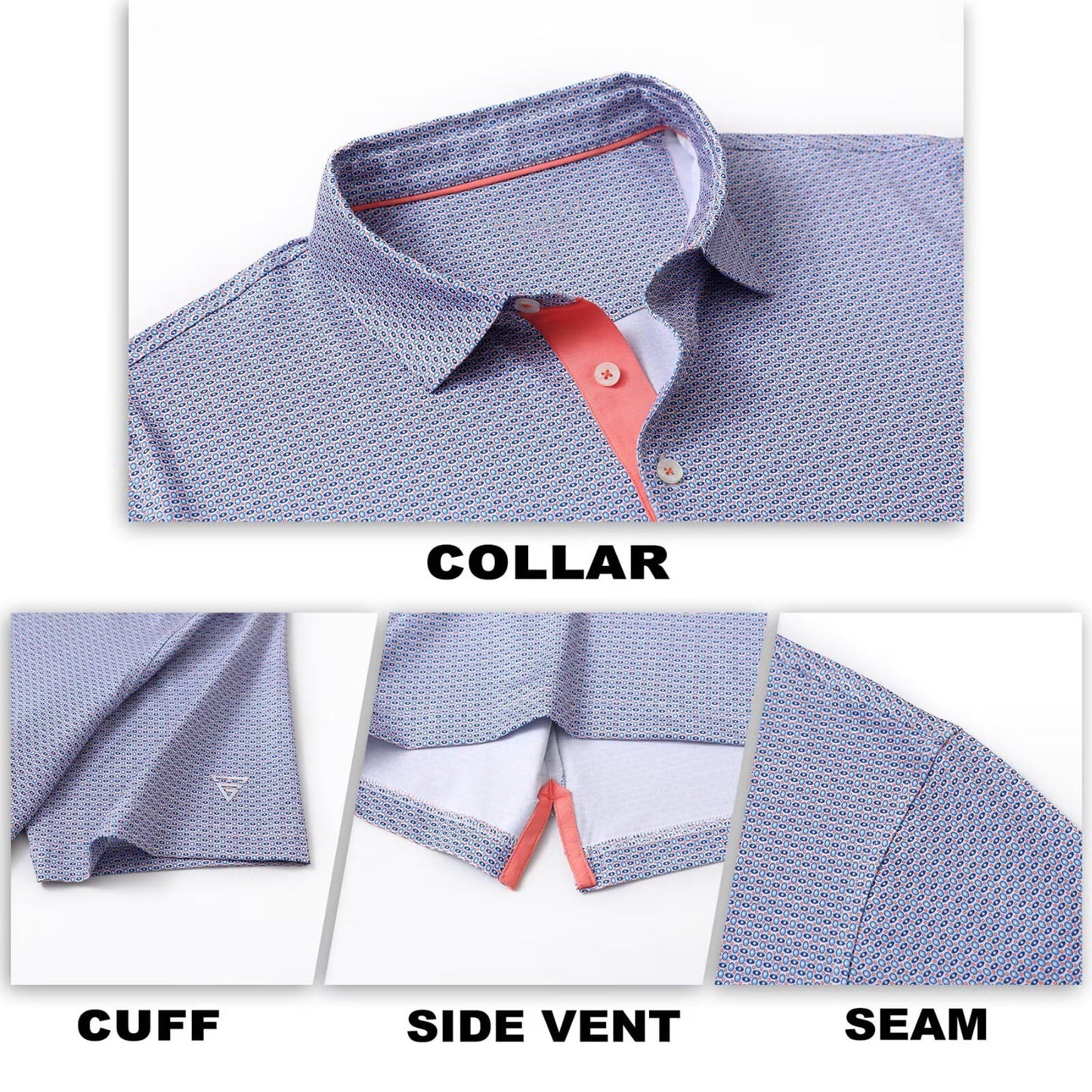 M MAELREG Polo Shirts for Men Quick Dry Fit Short Sleeve Performance Moisture Wicking Print Men’s Golf Shirts