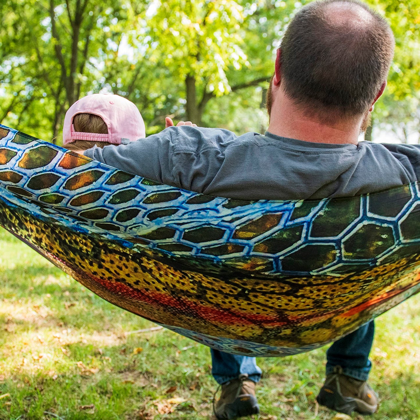 Equip Outdoors Portable Camping Hammock, Hanging Kit Included, One Person Photo Real Hammock, Trout, 108" L X 56" W