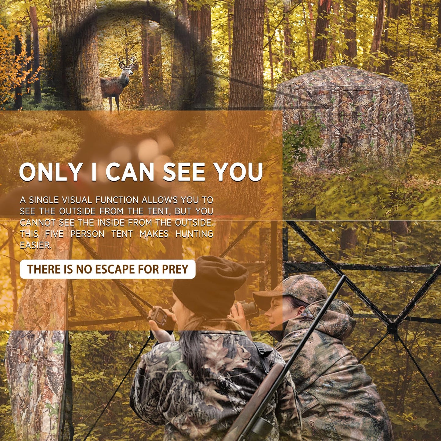 XProudeer Extra Large Hunting Blind 5-Sided Hunting Ground Blind for 3-4 Person 288 Degree See Through Deer Blinds Portable Camouflage Pop Up Blinds