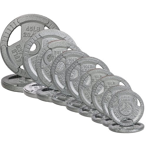 Signature Fitness Cast Iron Olympic 2-inch Plates Weight Plates for Strength Training, 280LB Set, Style #5, No Clips, Multiple Packages