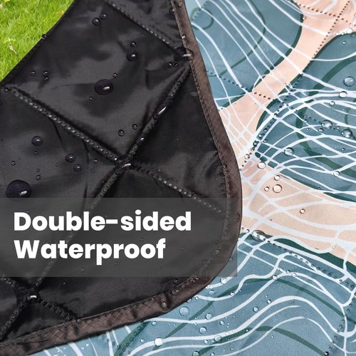 sheelokhwui Waterproof Outdoor Blanket, 79" x 55" Large Packable Picnic Blankets, Foldable Picnic Mat for Park, Lawn, Grass, Beach, Concert (Abstract Line)
