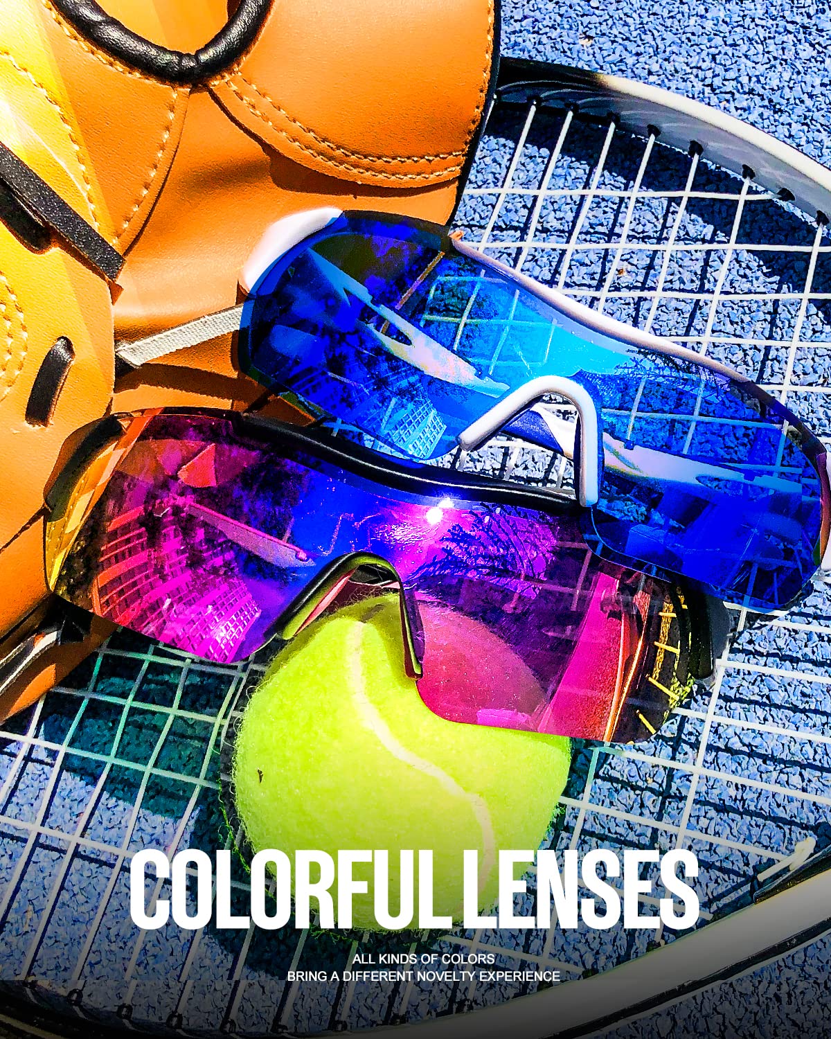 KALIYADI Sports Sunglasses for Men Women, Polarized Sunglasses Men Cool UV400 Protection for Cycling 2 Packs (Purplish Red/Dark Blue)