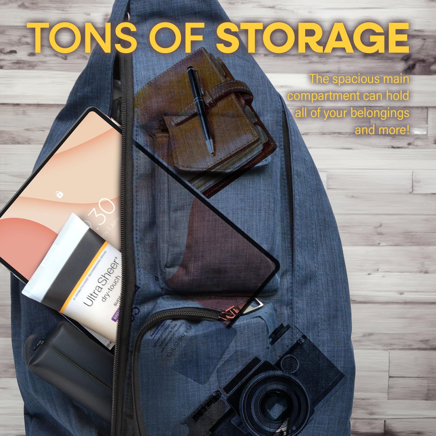 Nupouch Rucksack Pickleball Bag, Anti-Theft Crossbody Sling, USB Charging Connector Port, Backpack, Soho Collection Navy